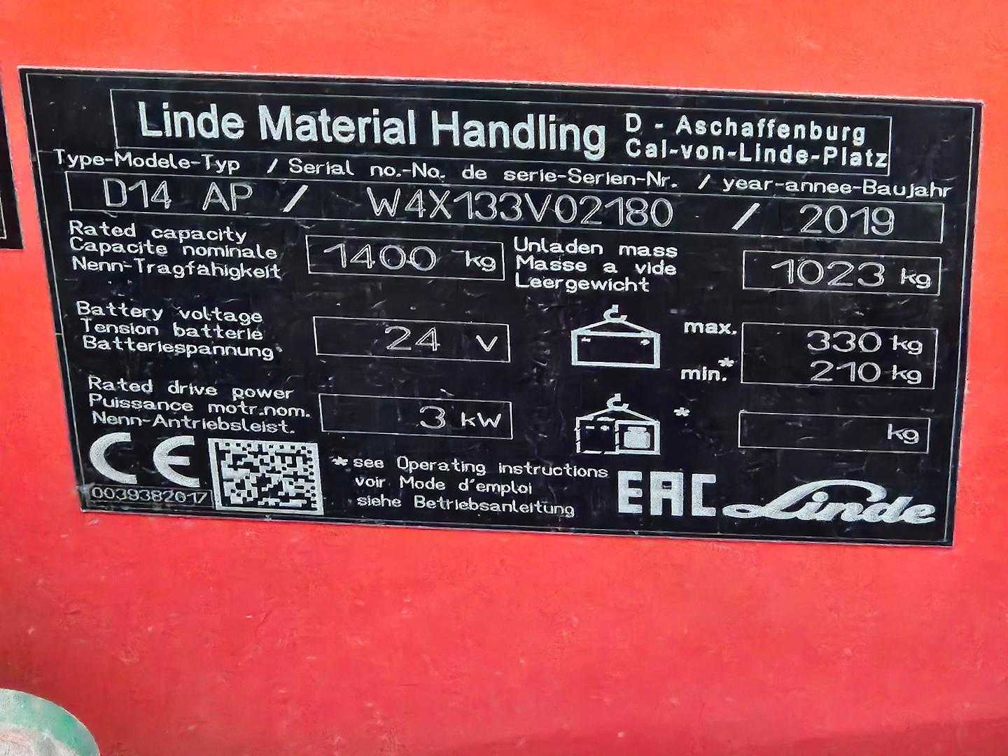 Used Forklift Linde D14AP Aukštas vežimėlis (rankinis / elektrinis kėlimas) (Image 4) Used Forklift Linde D14AP Aukštas vežimėlis (rankinis / elektrinis kėlimas) (Image 4)