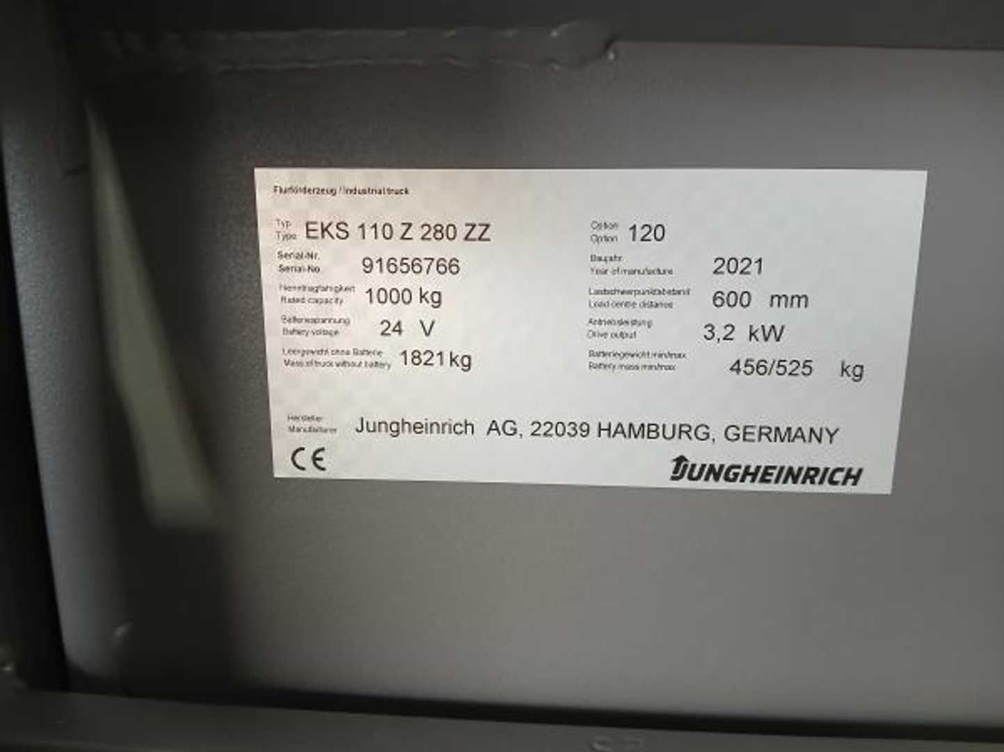 Used Forklift Jungheinrich EKS 110 Z 120 280 ZZ Aukšto kėlimo krautuvas (> 6 m) (Image 7) Used Forklift Jungheinrich EKS 110 Z 120 280 ZZ Aukšto kėlimo krautuvas (> 6 m) (Image 7)