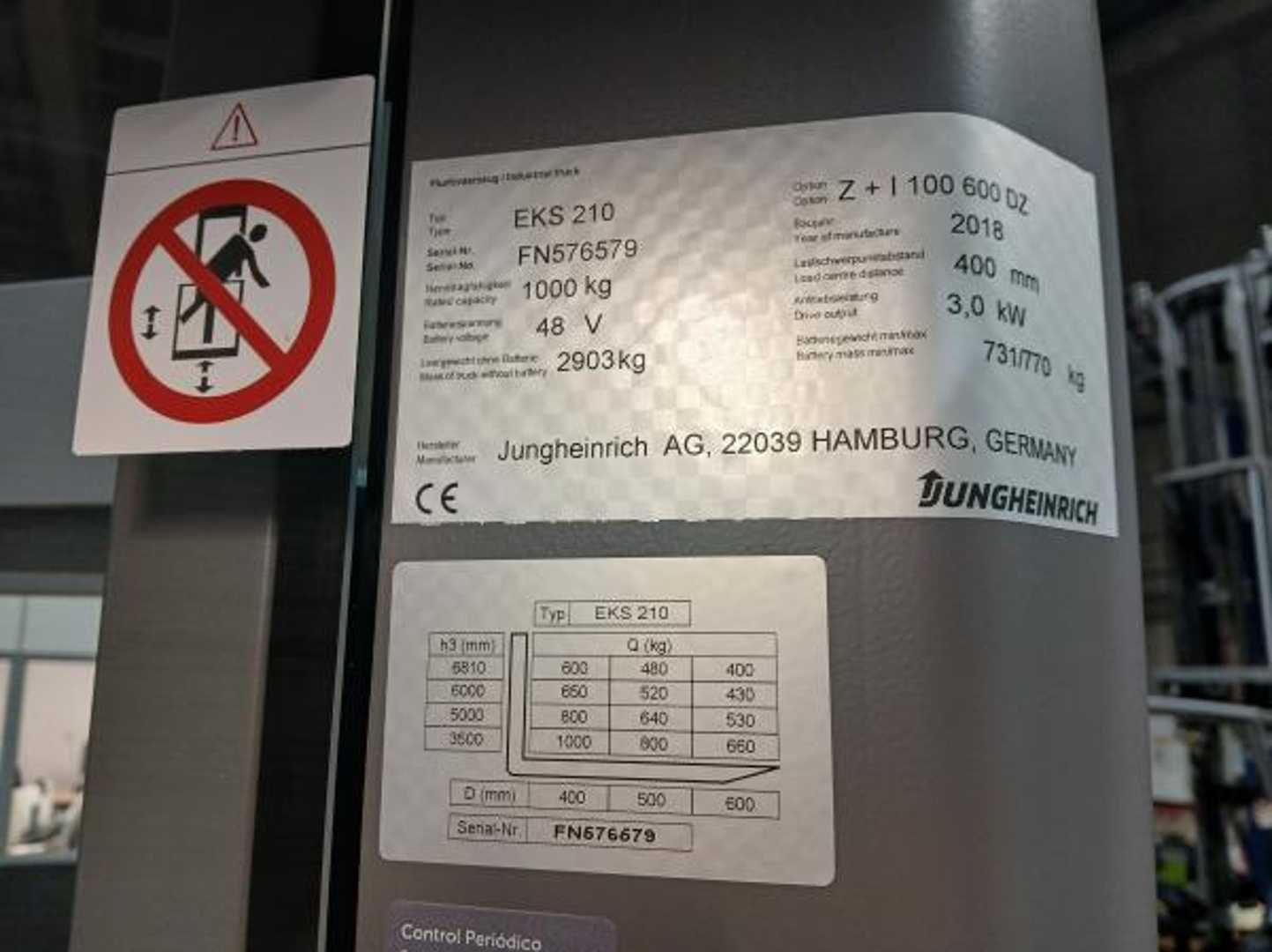 Used Forklift Jungheinrich EKS 210 Z+I 100 600 DZ Aukšto kėlimo krautuvas (> 6 m) (Image 7) Used Forklift Jungheinrich EKS 210 Z+I 100 600 DZ Aukšto kėlimo krautuvas (> 6 m) (Image 7)