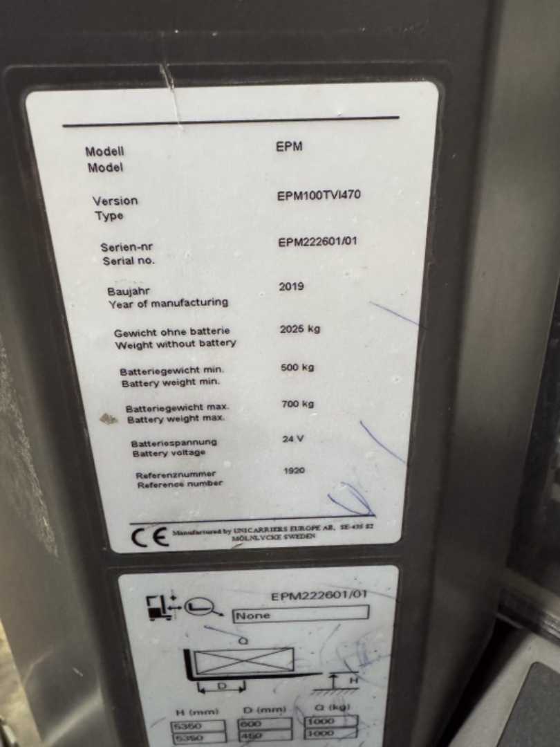 Used Forklift UniCarriers 100TVI470EPM - 1.729 Std. - HH 4.700 mm Aukšto kėlimo krautuvas (> 6 m) (Image 13) Used Forklift UniCarriers 100TVI470EPM - 1.729 Std. - HH 4.700 mm Aukšto kėlimo krautuvas (> 6 m) (Image 13)