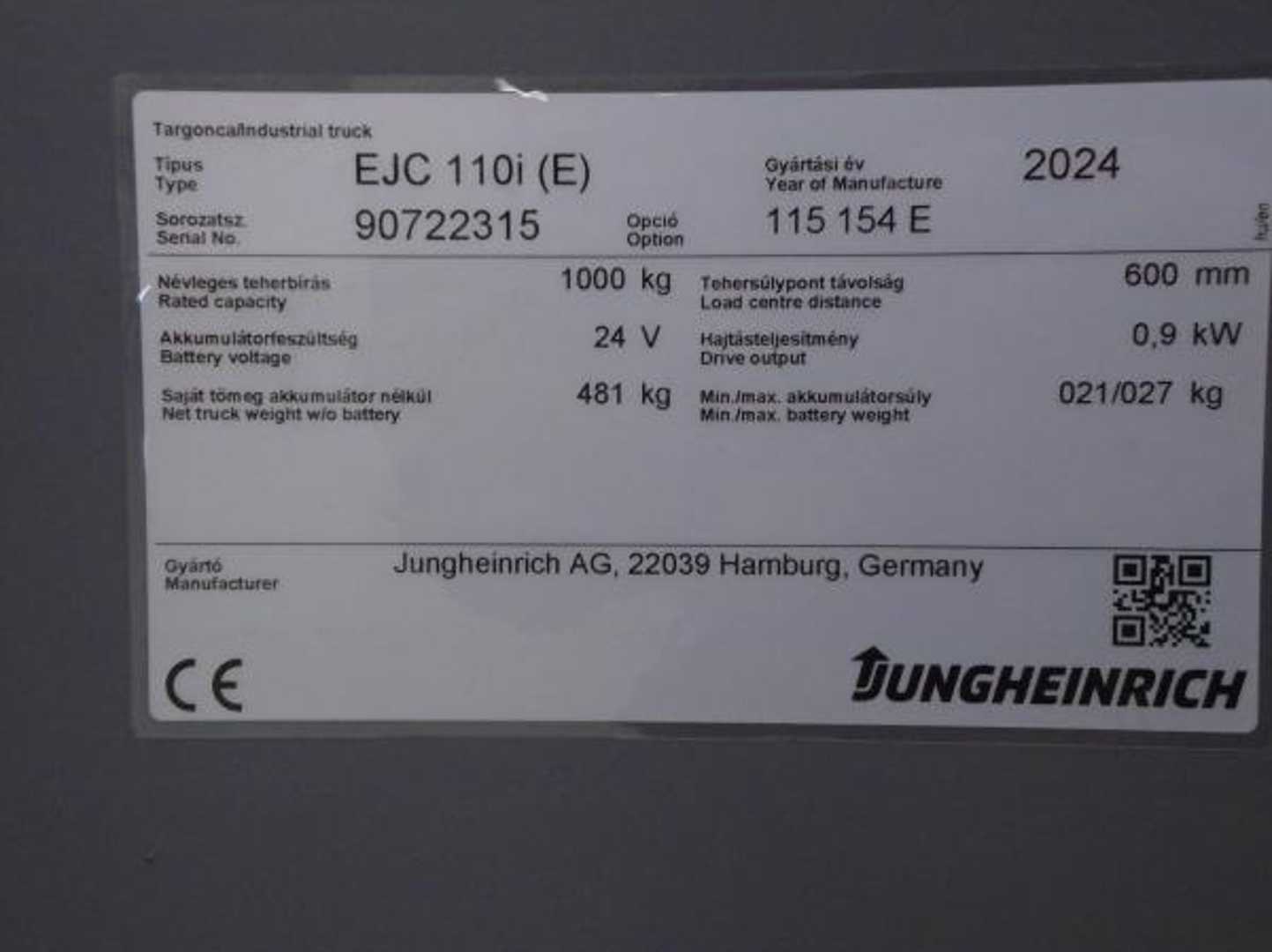 Used Forklift Jungheinrich EJC 110i G 115-154 E Li-Ion Aukšto kėlimo krautuvas su grąžulu (Image 4) Used Forklift Jungheinrich EJC 110i G 115-154 E Li-Ion Aukšto kėlimo krautuvas su grąžulu (Image 4)
