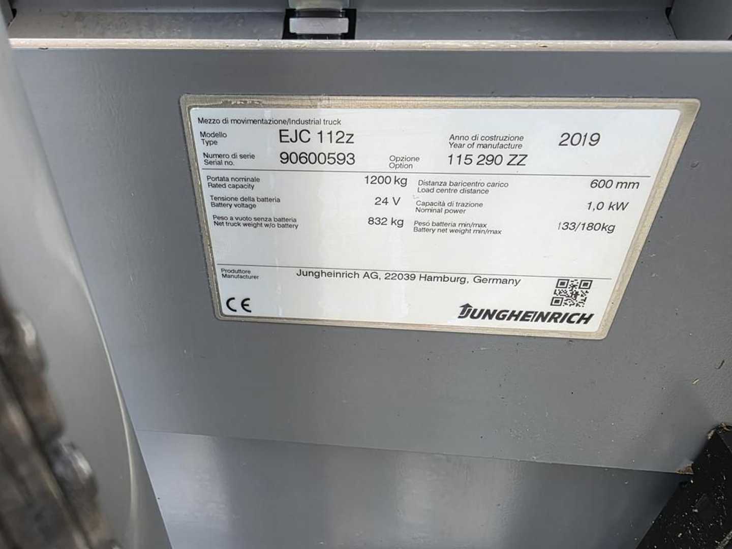Used Forklift Jungheinrich EJC112z Aukšto kėlimo krautuvas su grąžulu (Image 10)