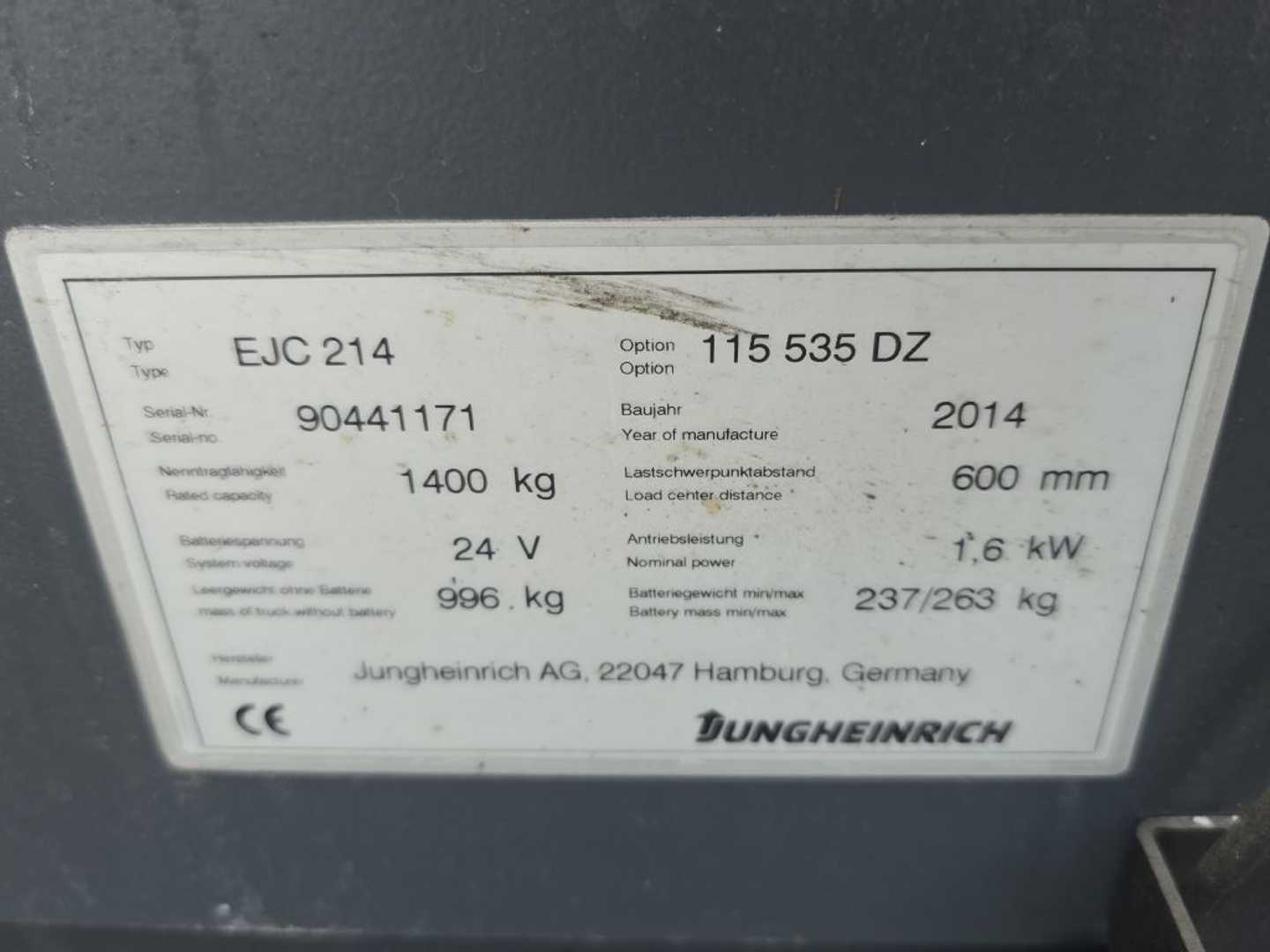 Used Forklift Jungheinrich EJC 214 115 535 DZ Aukšto kėlimo krautuvas su grąžulu (Image 6) Used Forklift Jungheinrich EJC 214 115 535 DZ Aukšto kėlimo krautuvas su grąžulu (Image 6)