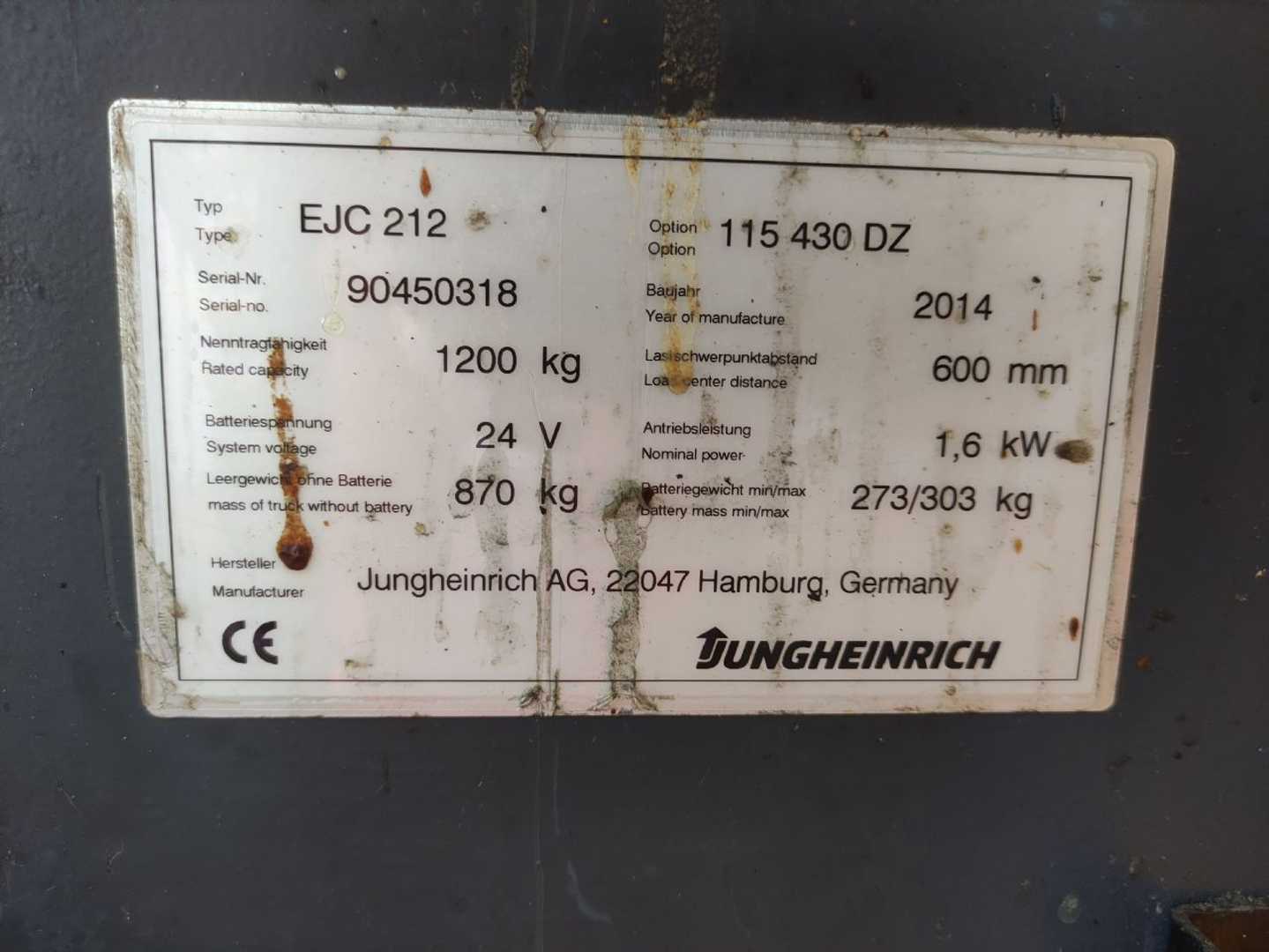 Used Forklift Jungheinrich EJC212 Aukšto kėlimo krautuvas su grąžulu (Image 5)
