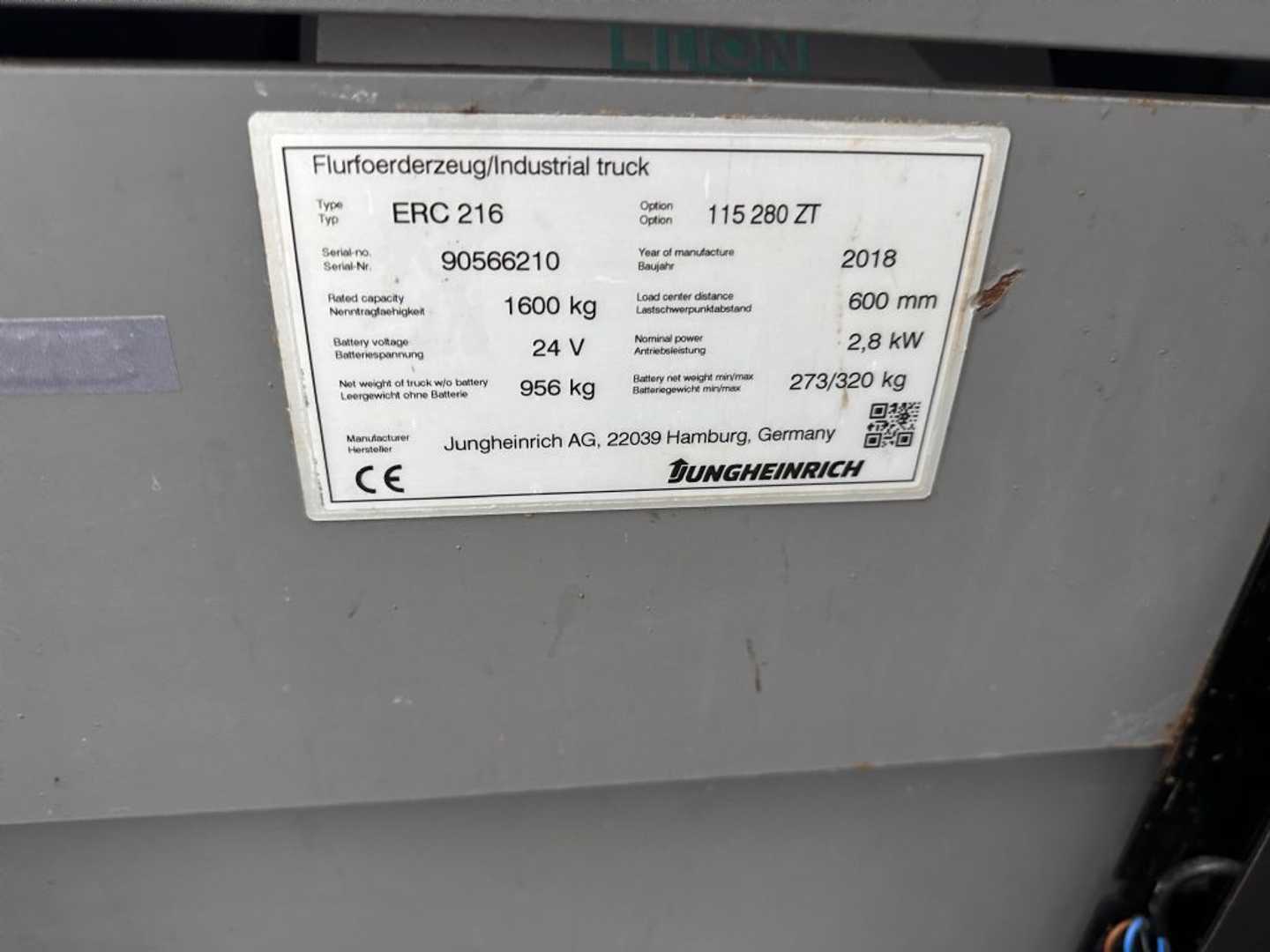 Used Forklift Jungheinrich ERC 216 Baujahr 2018 Stunden 8362HH 2800 Aukšto kėlimo krautuvas su grąžulu (Image 4) Used Forklift Jungheinrich ERC 216 Baujahr 2018 Stunden 8362HH 2800 Aukšto kėlimo krautuvas su grąžulu (Image 4)