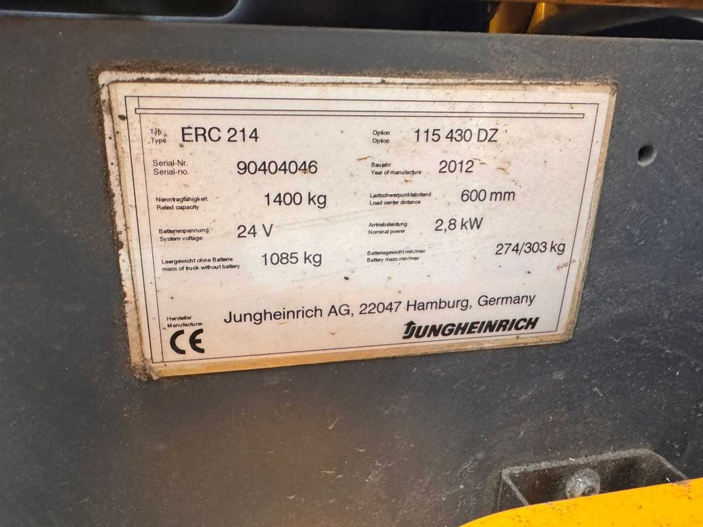 Used Forklift Jungheinrich ERC 214 Baujahr 2012 HH 4,3M / Akku 2021 Aukšto kėlimo krautuvas su grąžulu (Image 3) Used Forklift Jungheinrich ERC 214 Baujahr 2012 HH 4,3M / Akku 2021 Aukšto kėlimo krautuvas su grąžulu (Image 3)