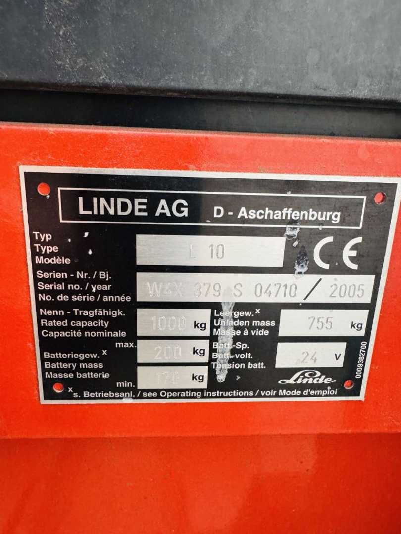 Used Forklift Linde L 10 Aukšto kėlimo krautuvas su grąžulu (Image 5) Used Forklift Linde L 10 Aukšto kėlimo krautuvas su grąžulu (Image 5)