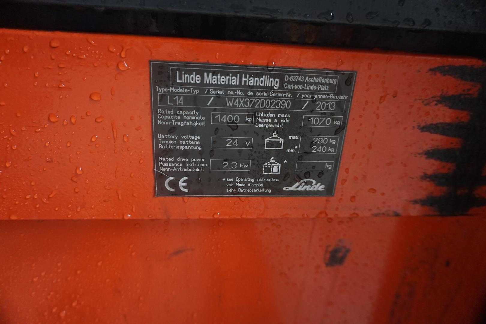 Used Forklift Linde L 14 - 3.910mm Hubhöhe Aukšto kėlimo krautuvas su grąžulu (Image 11) Used Forklift Linde L 14 - 3.910mm Hubhöhe Aukšto kėlimo krautuvas su grąžulu (Image 11)