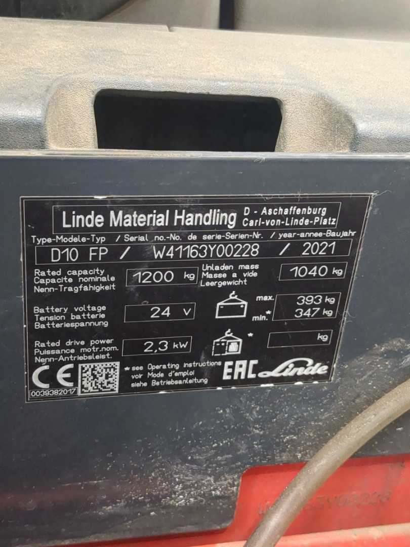 Used Forklift Linde D10FP-1163-01 Aukšto kėlimo krautuvas su grąžulu (Image 6)