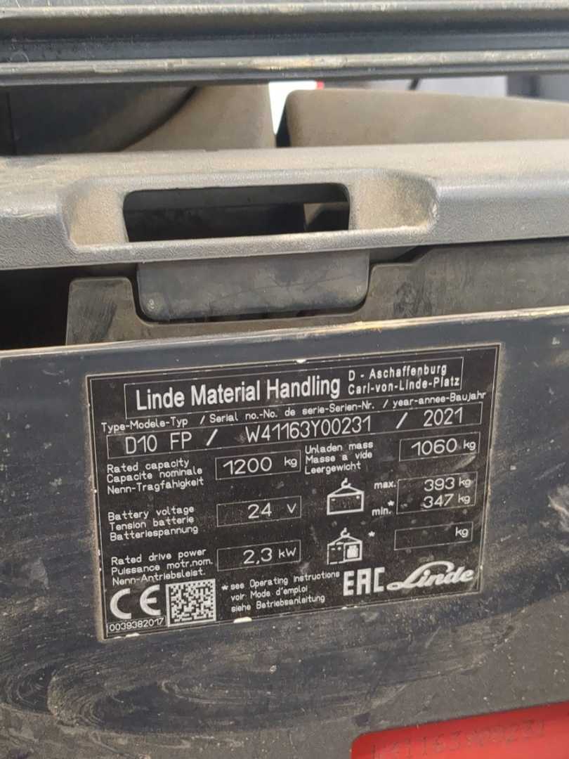 Used Forklift Linde D10FP-1163-01 Aukšto kėlimo krautuvas su grąžulu (Image 6)