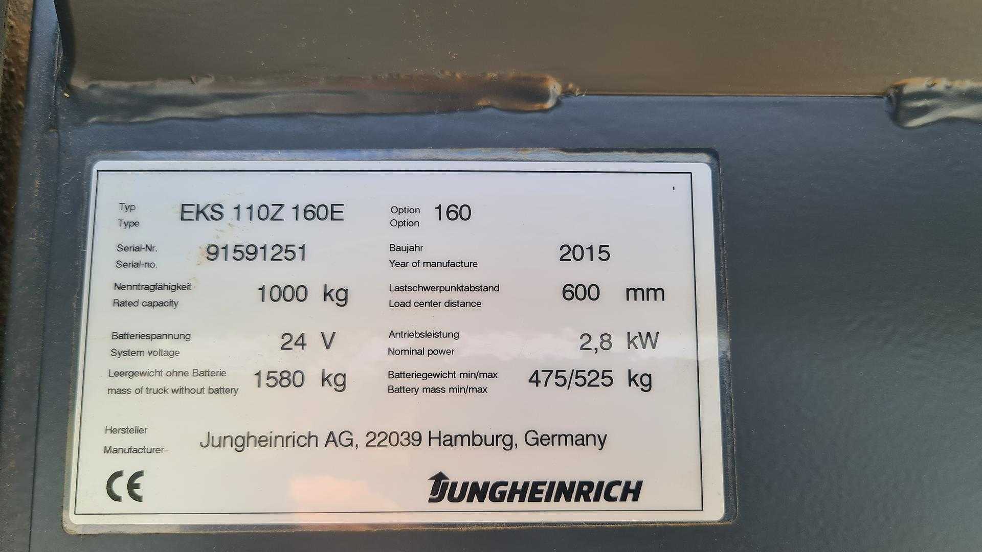 Used Forklift Jungheinrich EKS110Z Aukšto kėlimo krautuvas su vairuotojo stovu (ar keleivio platforma) (Image 9)