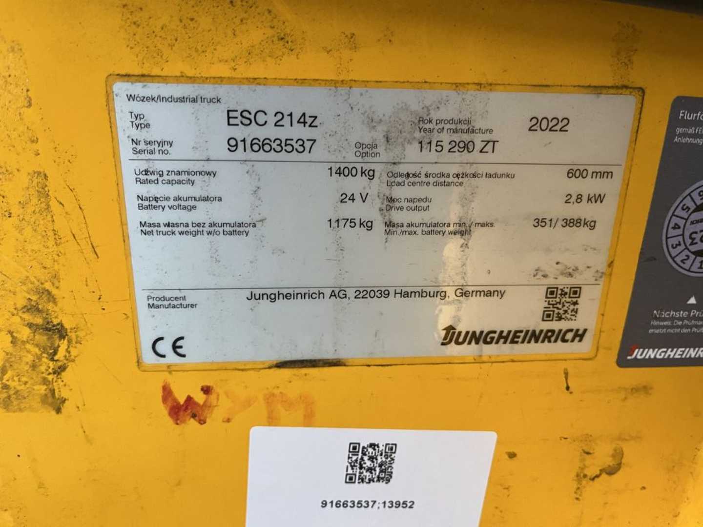 Used Forklift Jungheinrich ESC214z Aukšto kėlimo krautuvas su vairuotojo sėdyne (Image 4) Used Forklift Jungheinrich ESC214z Aukšto kėlimo krautuvas su vairuotojo sėdyne (Image 4)