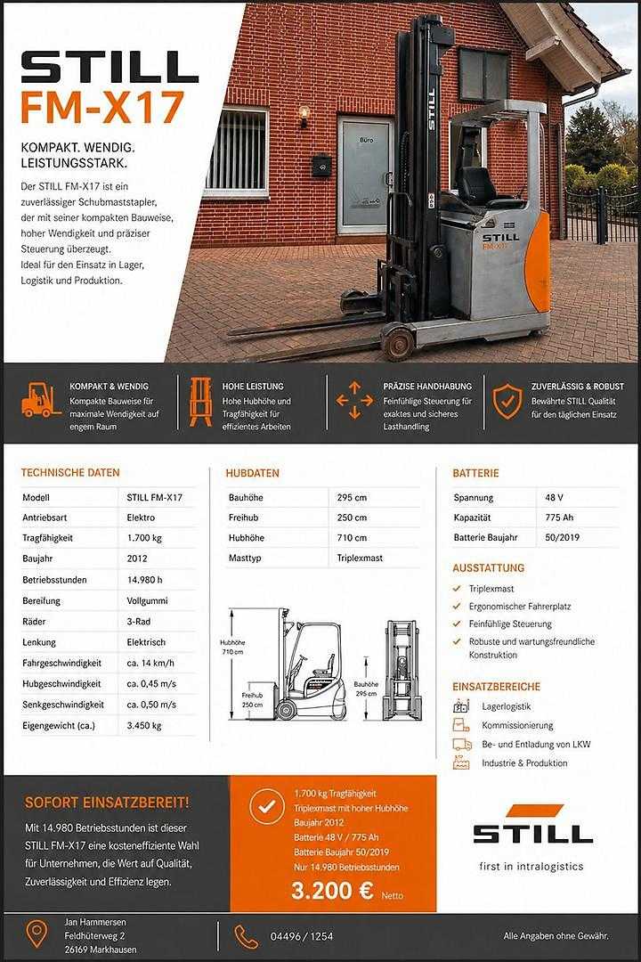 Used Forklift STILL FM X17 Aukšto kėlimo krautuvas su vairuotojo sėdyne (Image 6) Used Forklift STILL FM X17 Aukšto kėlimo krautuvas su vairuotojo sėdyne (Image 6)