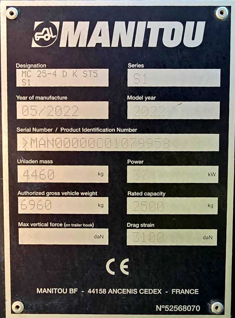 Used Forklift Manitou MC 25.4 Bekelės krautuvas (Image 12)