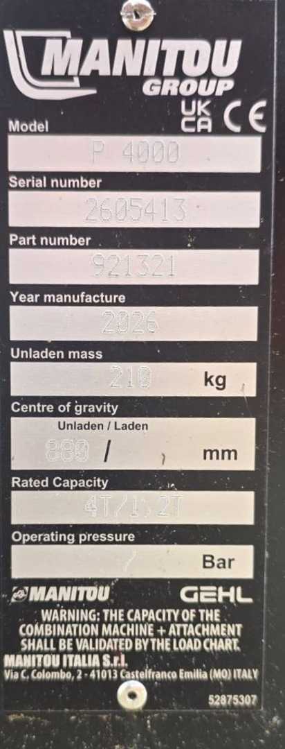Used Forklift Manitou P 4000 - jib with 2 hooks Kiti (Image 4) Used Forklift Manitou P 4000 - jib with 2 hooks Kiti (Image 4)
