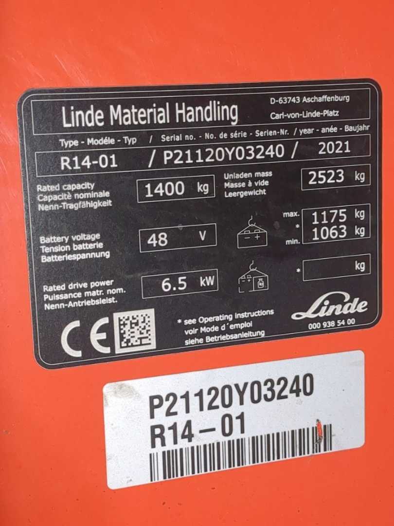 Used Forklift Linde R14-1120-01 Krautuvas su stumiamu stiebu (Image 6)