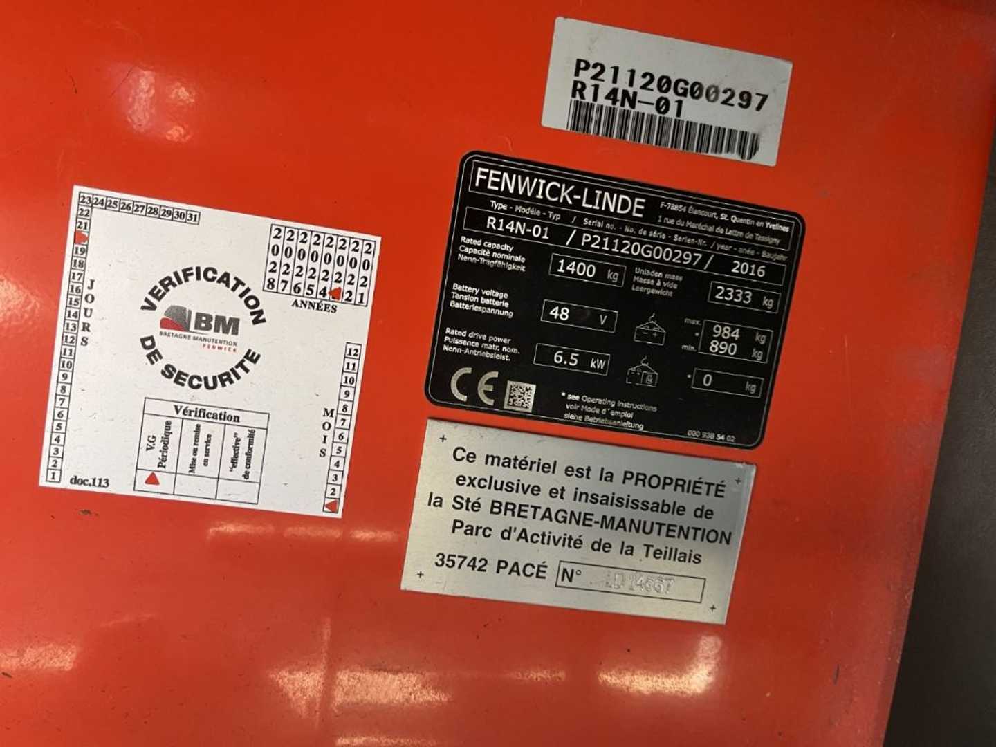 Used Forklift Linde R14SN-01 Krautuvas su stumiamu stiebu (Image 4)