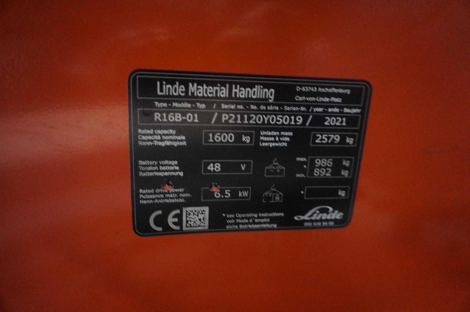 Used Forklift Linde R 16B-01 - Nur 1.853 Stunden Krautuvas su stumiamu stiebu (Image 7)