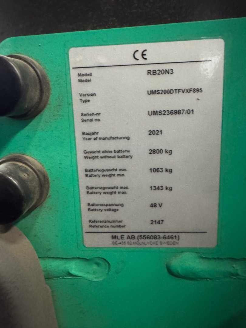 Used Forklift Mitsubishi RB20N3 - 4.719 Std. - HH 8.950 mm Krautuvas su stumiamu stiebu (Image 5) Used Forklift Mitsubishi RB20N3 - 4.719 Std. - HH 8.950 mm Krautuvas su stumiamu stiebu (Image 5)