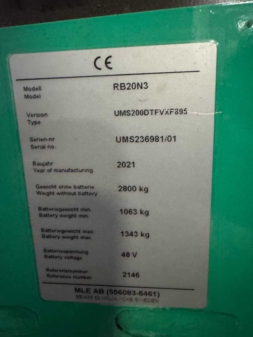 Used Forklift Mitsubishi RB20N3 - 5.364 Std. - HH 8.950 mm Krautuvas su stumiamu stiebu (Image 11) Used Forklift Mitsubishi RB20N3 - 5.364 Std. - HH 8.950 mm Krautuvas su stumiamu stiebu (Image 11)