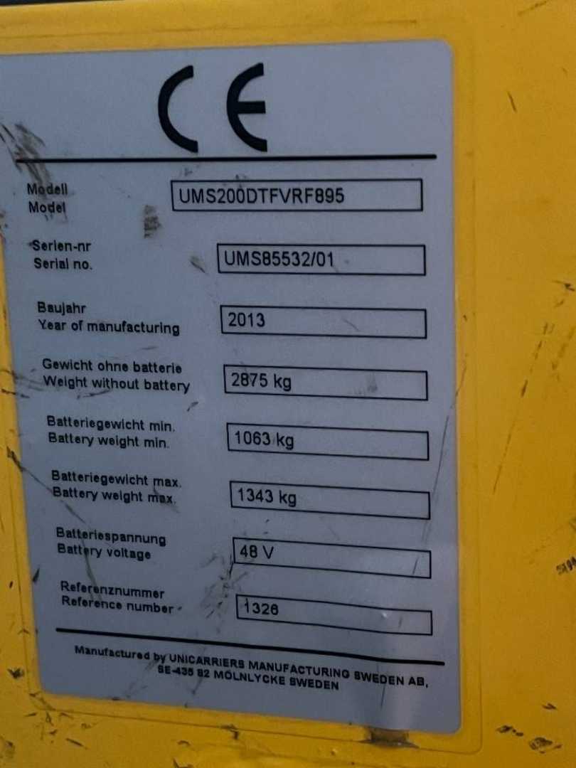 Used Forklift UniCarriers UMS200DTFVRF895 - 7.834 Std. Krautuvas su stumiamu stiebu (Image 6) Used Forklift UniCarriers UMS200DTFVRF895 - 7.834 Std. Krautuvas su stumiamu stiebu (Image 6)