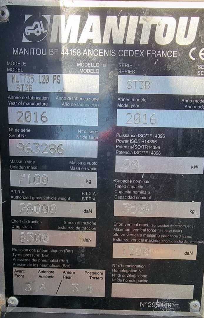 Used Forklift Manitou MLT 735 120 ST3B LSU POWERSHIFT Krautuvas su teleskopine svirtimi (Image 11)