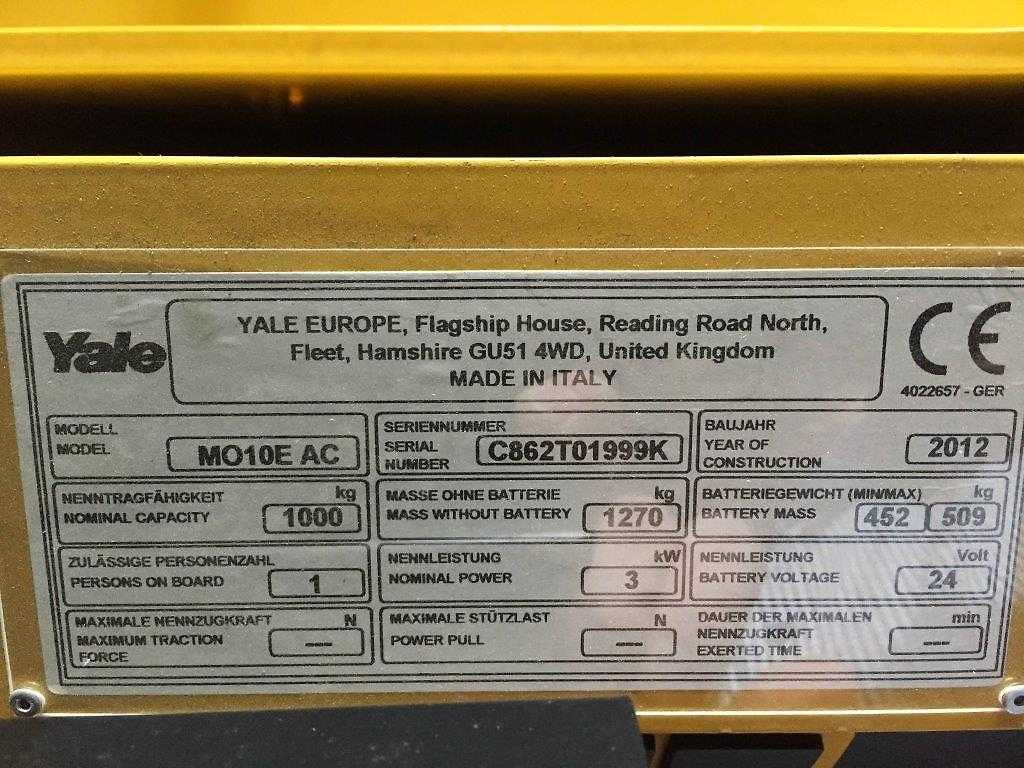 Used Forklift Yale MO 10 E Vidutinio kėlimo krautuvas (2,5–6 m) (Image 3)