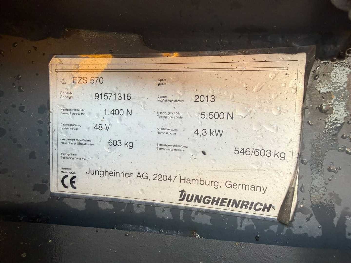 Used Forklift Jungheinrich EZS 570 Baujahr 2013 Std. 5842 Ohne Akku Vilkikas (Image 6) Used Forklift Jungheinrich EZS 570 Baujahr 2013 Std. 5842 Ohne Akku Vilkikas (Image 6)