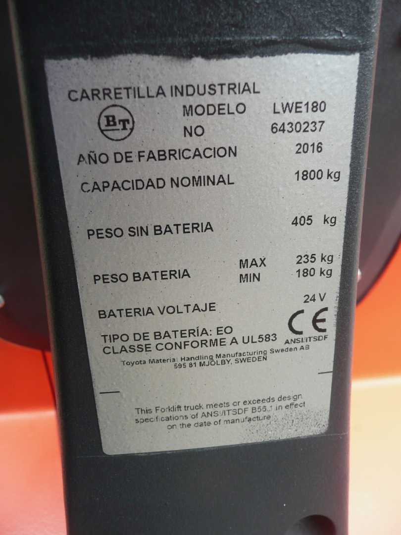 Used Forklift BT LWE 180 2350x570 Žemas vežimėlis (pusiau elektrinis) (Image 18)