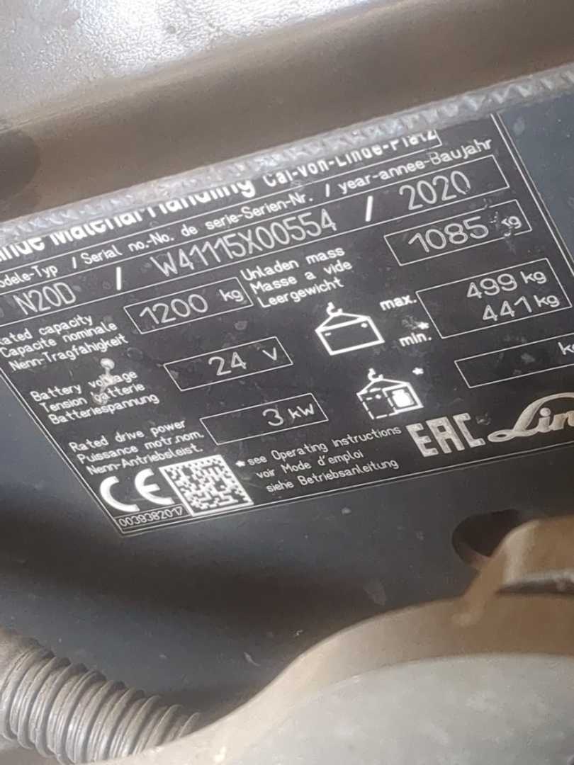 Used Forklift Linde N20D-1115-01 Žemo kėlimo krautuvas (< 2,5 m) (Image 6)