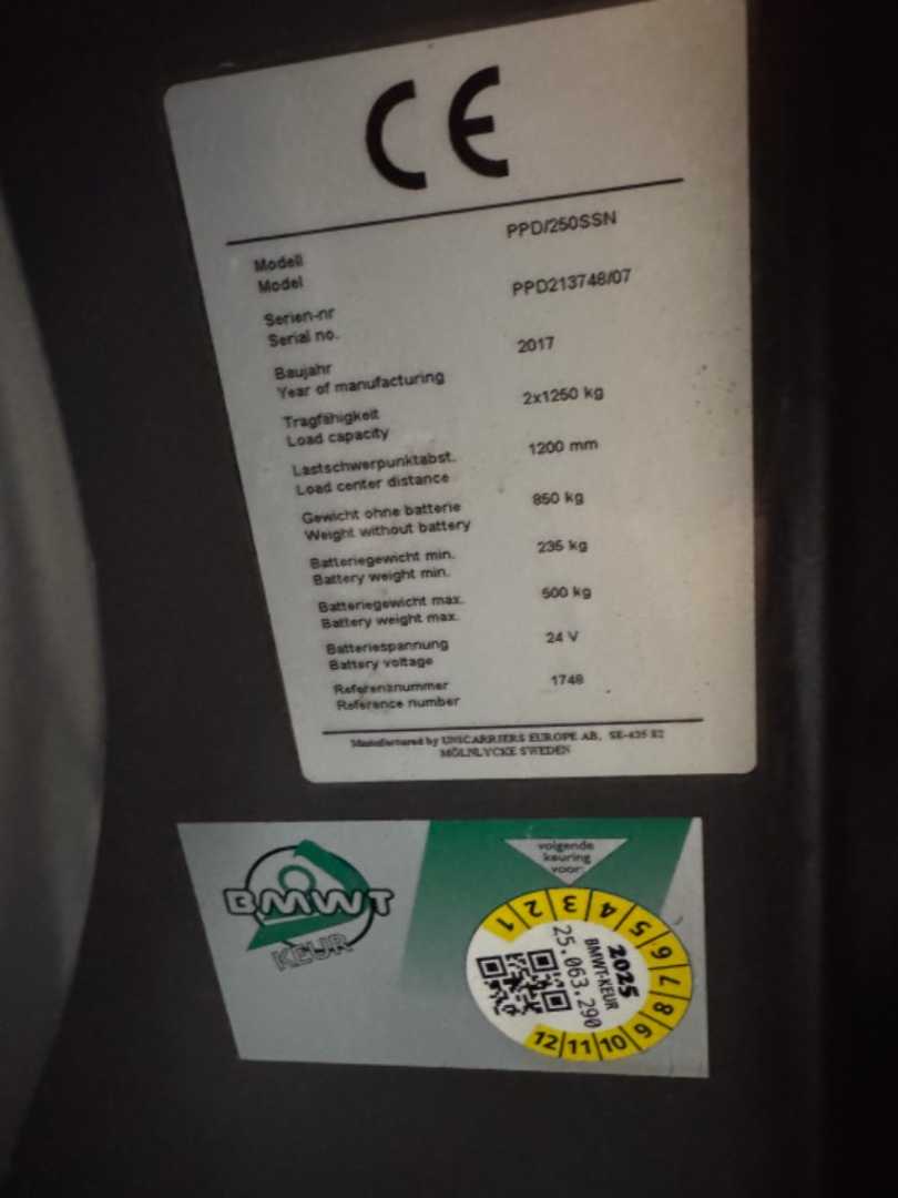 Used Forklift UniCarriers PPD250 - 1.100 Std. - Plattformhub 950mm Žemo kėlimo krautuvas (< 2,5 m) (Image 8)