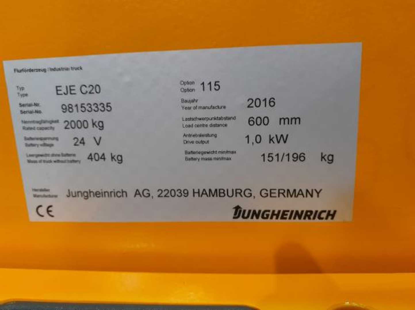 Used Forklift Jungheinrich EJE C20 115-54 Žemo kėlimo krautuvas su grąžulu (Image 4) Used Forklift Jungheinrich EJE C20 115-54 Žemo kėlimo krautuvas su grąžulu (Image 4)