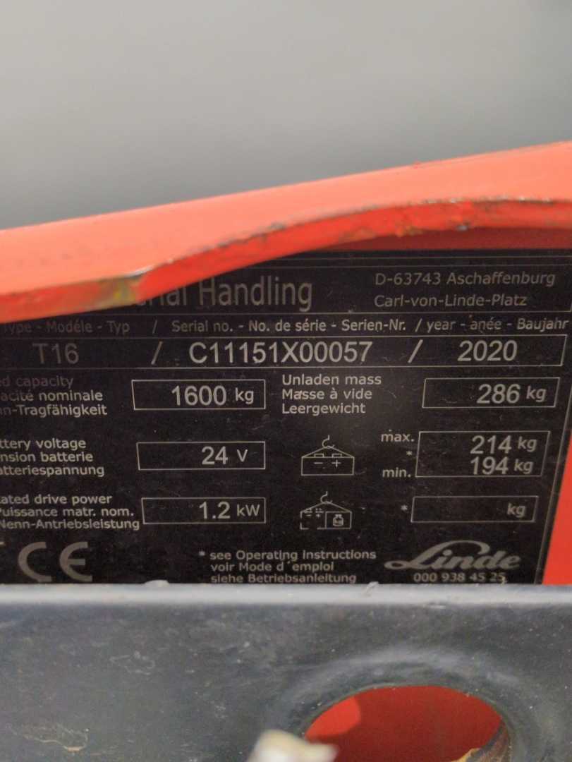 Used Forklift Linde T16-1151-01 Žemo kėlimo krautuvas su grąžulu (Image 6)