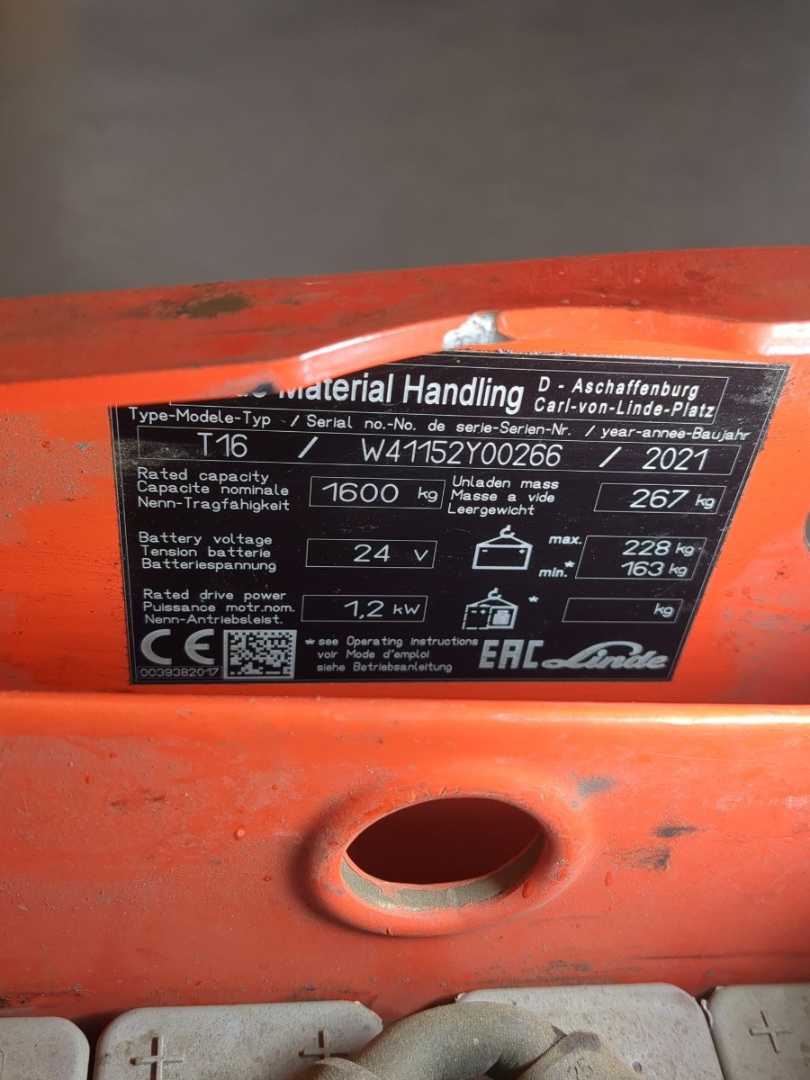 Used Forklift Linde T16-1152-02 Žemo kėlimo krautuvas su grąžulu (Image 6)
