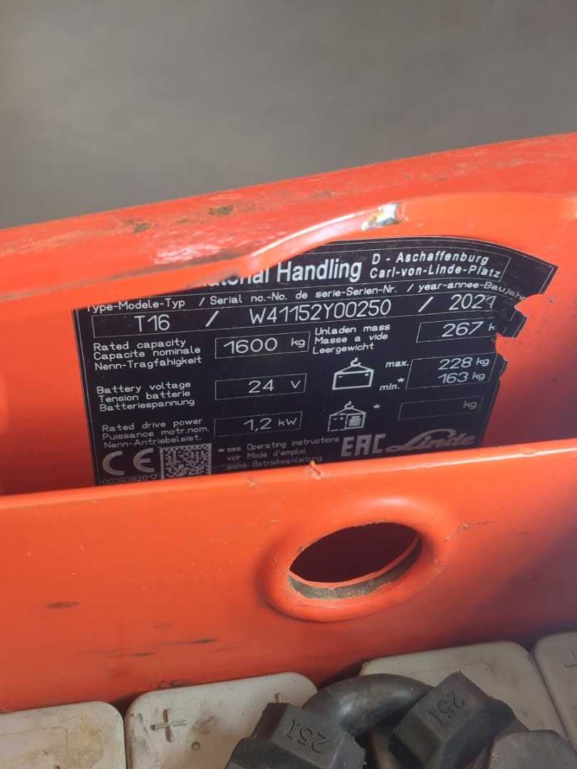 Used Forklift Linde T16-1152-02 Žemo kėlimo krautuvas su grąžulu (Image 6)