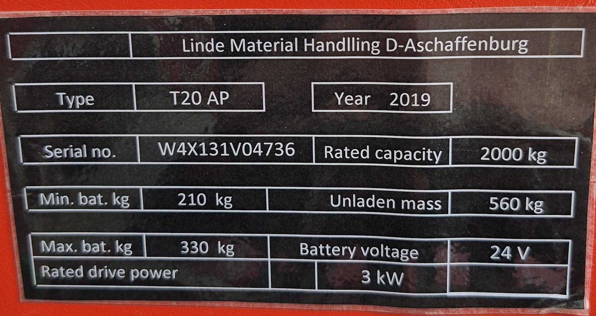 Used Forklift Linde T20AP - 131 Žemo kėlimo krautuvas su grąžulu (Image 5) Used Forklift Linde T20AP - 131 Žemo kėlimo krautuvas su grąžulu (Image 5)
