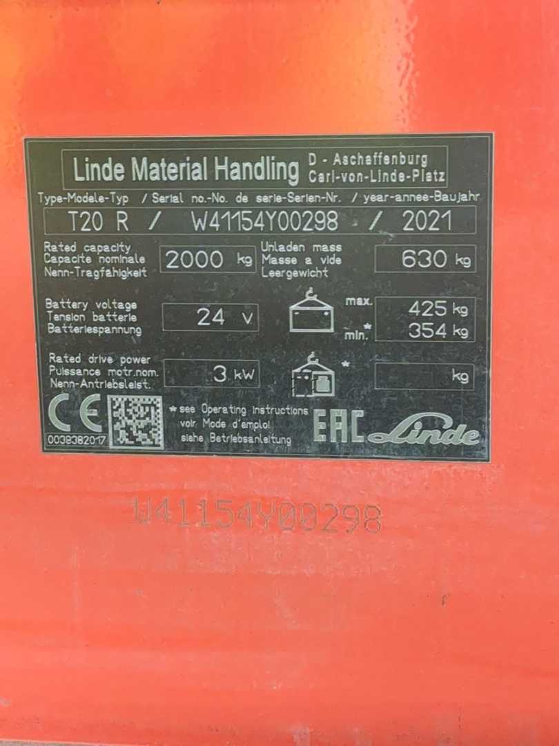 Used Forklift Linde T20R-1154-03 Žemo kėlimo krautuvas su vairuotojo stovu (ar keleivio platforma) (Image 6) Used Forklift Linde T20R-1154-03 Žemo kėlimo krautuvas su vairuotojo stovu (ar keleivio platforma) (Image 6)