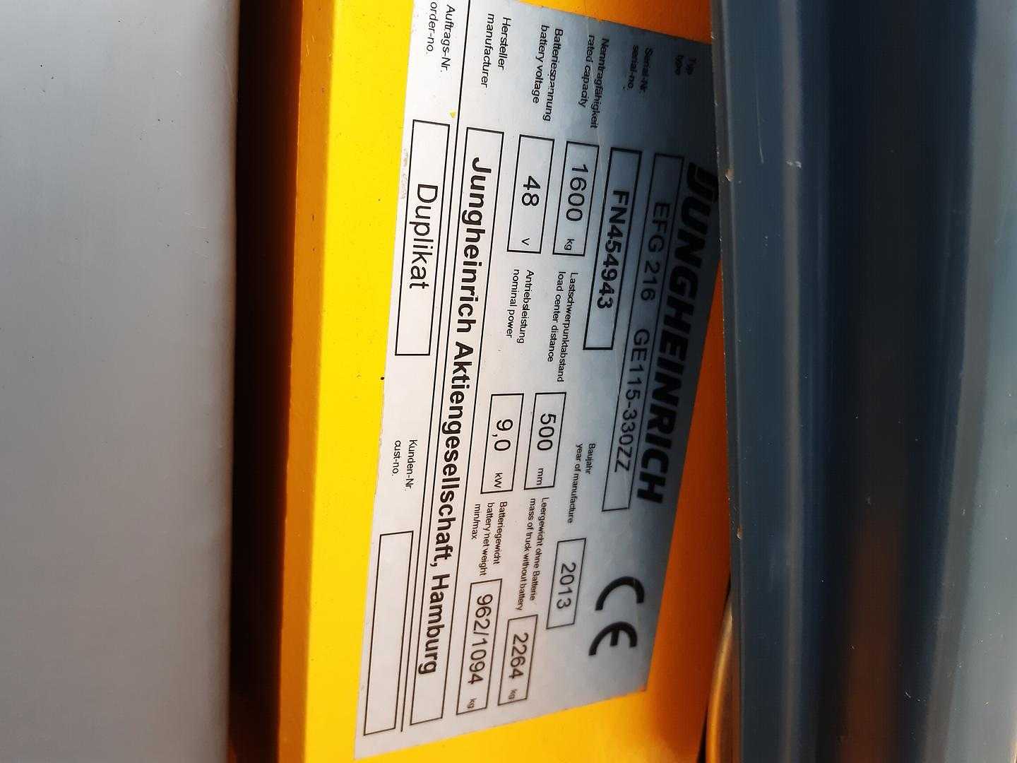 Used Forklift Jungheinrich EFG 216 Bj. 2013 3 riteņu dakšu iekrāvējs (Image 8) Used Forklift Jungheinrich EFG 216 Bj. 2013 3 riteņu dakšu iekrāvējs (Image 8)