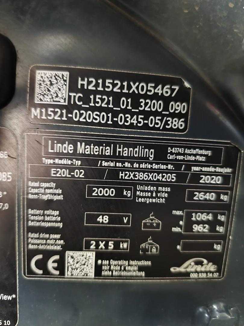 Used Forklift Linde E20L-02 3 riteņu dakšu iekrāvējs (Image 6)