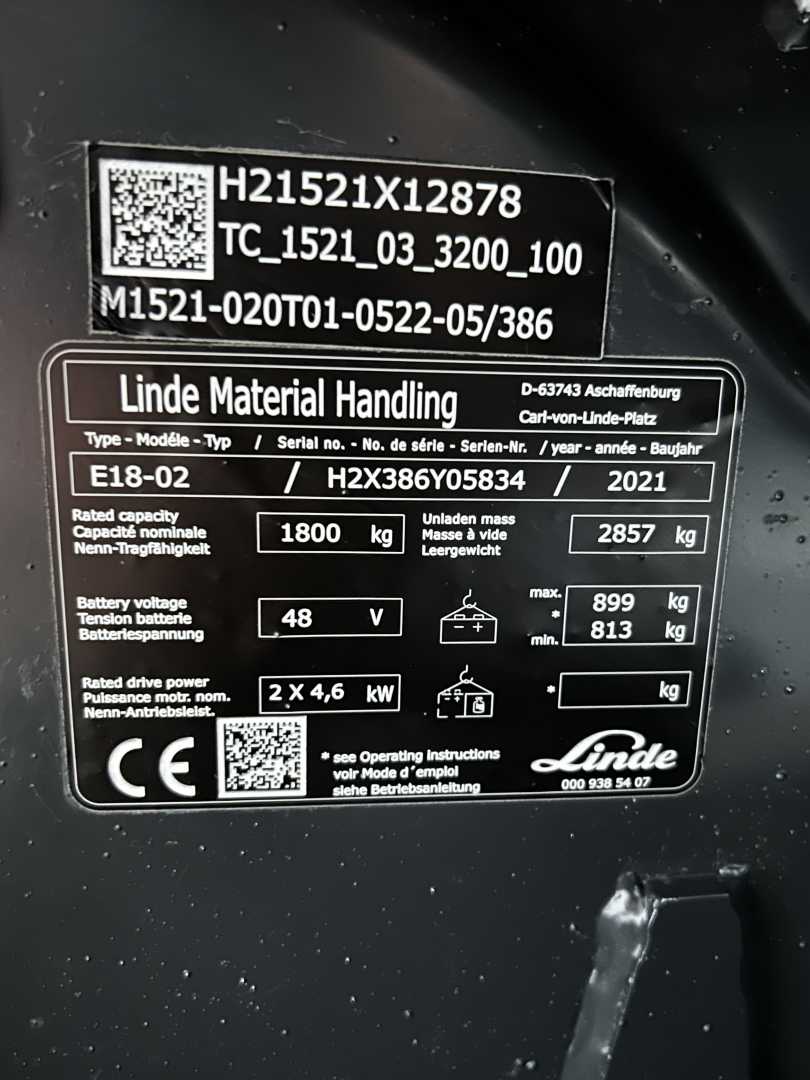 Used Forklift Linde E 18 EVO 3 riteņu dakšu iekrāvējs (Image 7) Used Forklift Linde E 18 EVO 3 riteņu dakšu iekrāvējs (Image 7)