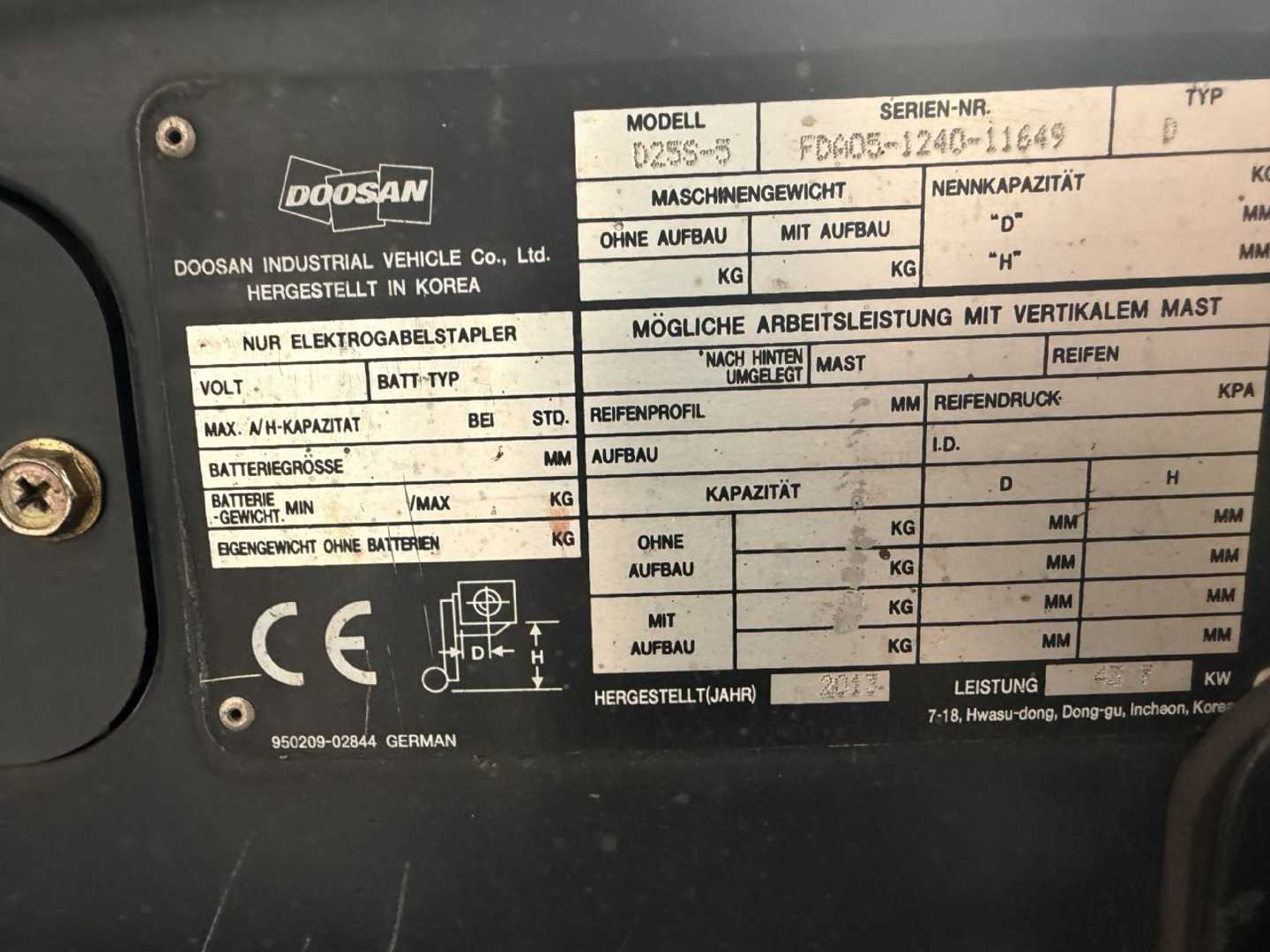 Used Forklift Doosan D25S-5 4 riteņu dakšu iekrāvējs (Image 5)