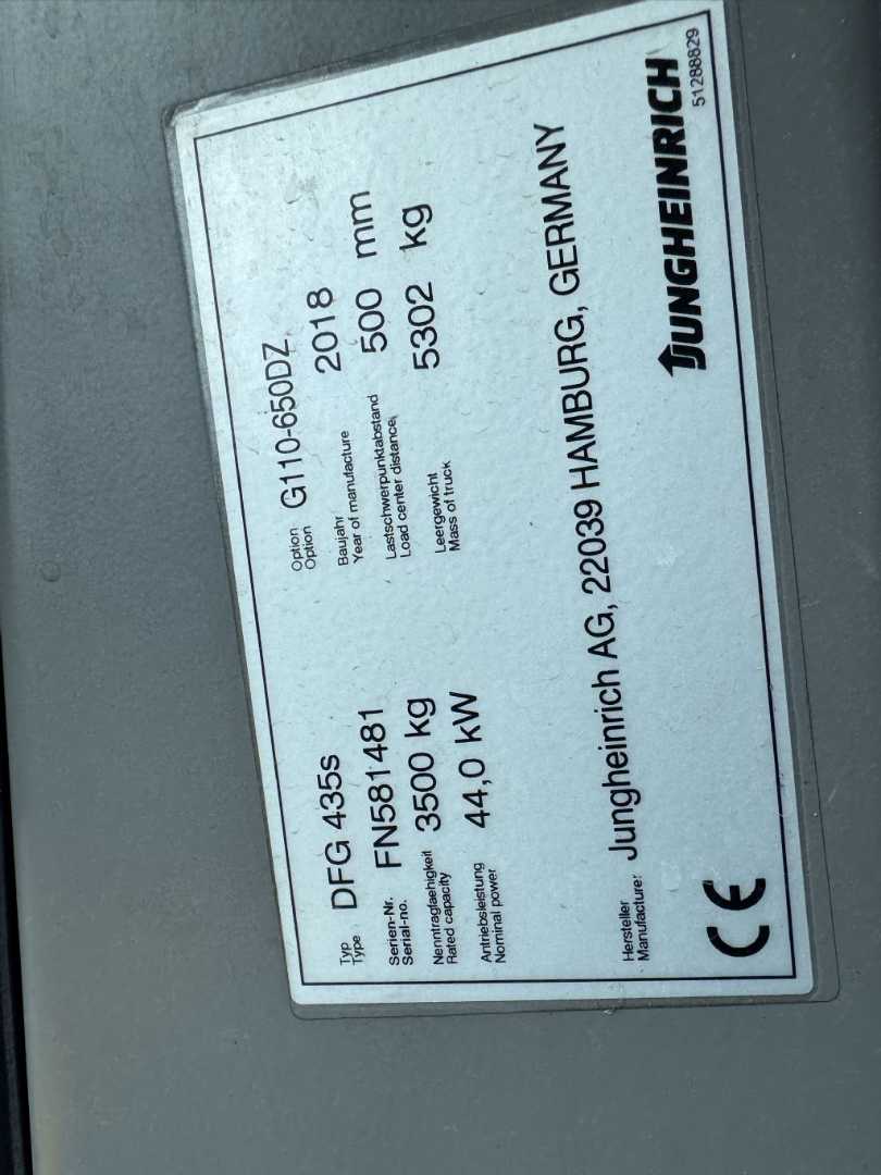Used Forklift Jungheinrich DFG 435s Baujahr 2018/ Stunden 7263 HH 6500 4 riteņu dakšu iekrāvējs (Image 7) Used Forklift Jungheinrich DFG 435s Baujahr 2018/ Stunden 7263 HH 6500 4 riteņu dakšu iekrāvējs (Image 7)