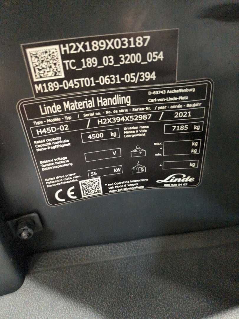Used Forklift Linde H45D-394-02 4 riteņu dakšu iekrāvējs (Image 6) Used Forklift Linde H45D-394-02 4 riteņu dakšu iekrāvējs (Image 6)