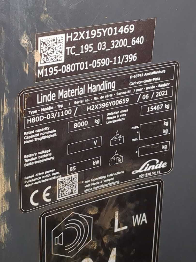 Used Forklift Linde H80/1100D-396-03 4 riteņu dakšu iekrāvējs (Image 6) Used Forklift Linde H80/1100D-396-03 4 riteņu dakšu iekrāvējs (Image 6)