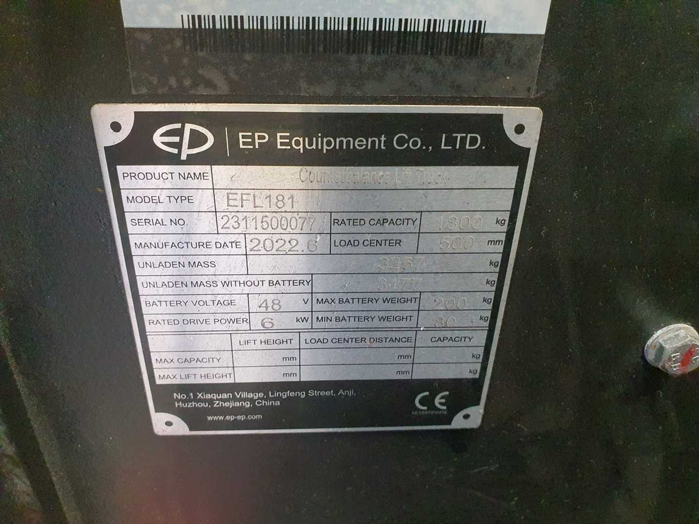 Used Forklift EP EFL181 4 riteņu dakšu iekrāvējs (Image 5)
