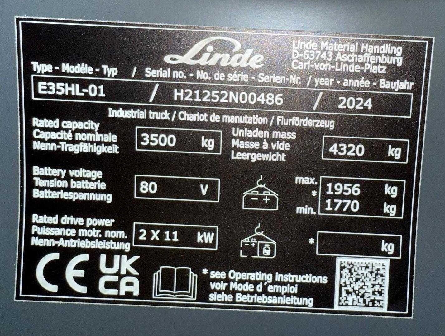 Used Forklift Linde E35HL/1252-01 4 riteņu dakšu iekrāvējs (Image 6) Used Forklift Linde E35HL/1252-01 4 riteņu dakšu iekrāvējs (Image 6)
