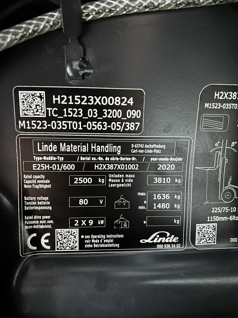 Used Forklift Linde E 25/600 H : 2,5t 4 riteņu dakšu iekrāvējs (Image 7) Used Forklift Linde E 25/600 H : 2,5t 4 riteņu dakšu iekrāvējs (Image 7)