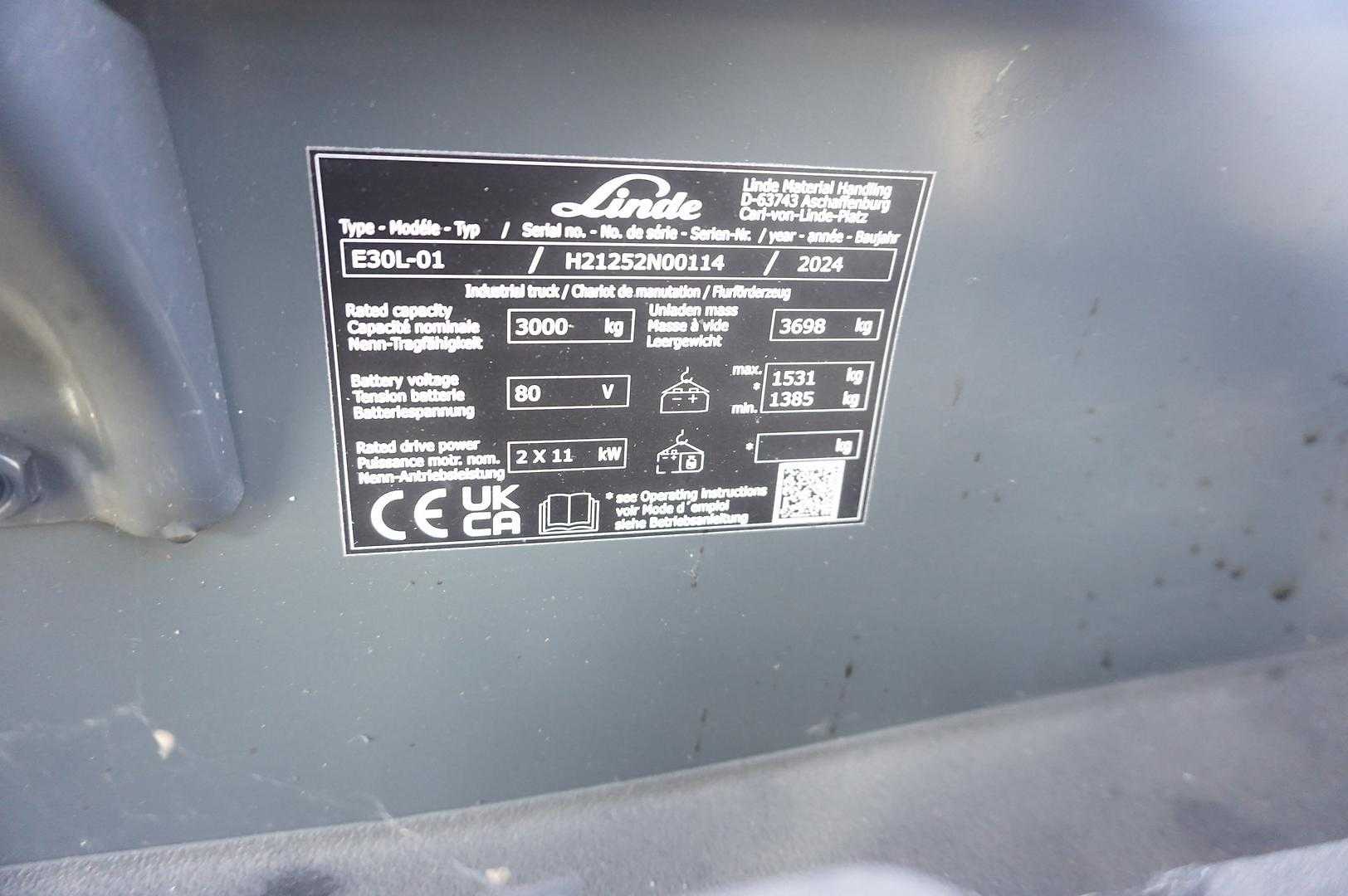 Used Forklift Linde E 30L-01 - Triplex - 2024er 4 riteņu dakšu iekrāvējs (Image 11) Used Forklift Linde E 30L-01 - Triplex - 2024er 4 riteņu dakšu iekrāvējs (Image 11)