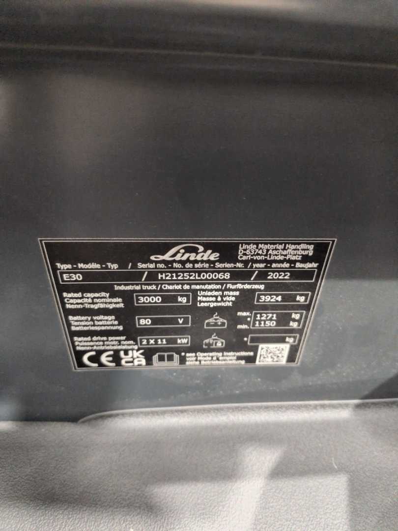 Used Forklift Linde E30-1252-01 4 riteņu dakšu iekrāvējs (Image 6) Used Forklift Linde E30-1252-01 4 riteņu dakšu iekrāvējs (Image 6)