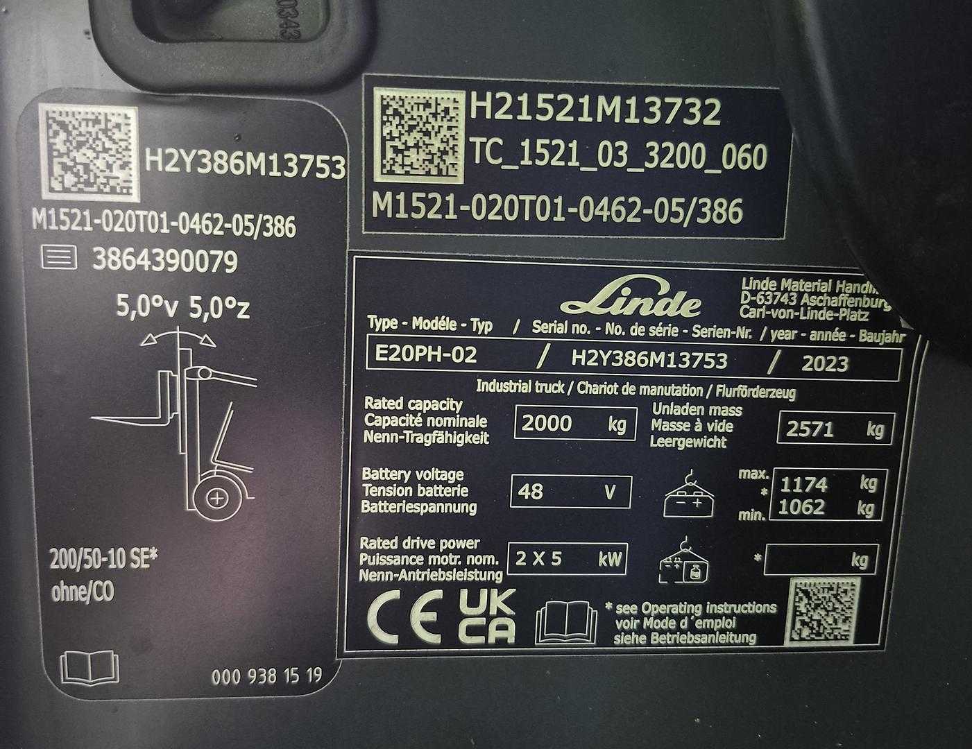 Used Forklift Linde E20PH - 386 - 02 4 riteņu dakšu iekrāvējs (Image 7) Used Forklift Linde E20PH - 386 - 02 4 riteņu dakšu iekrāvējs (Image 7)